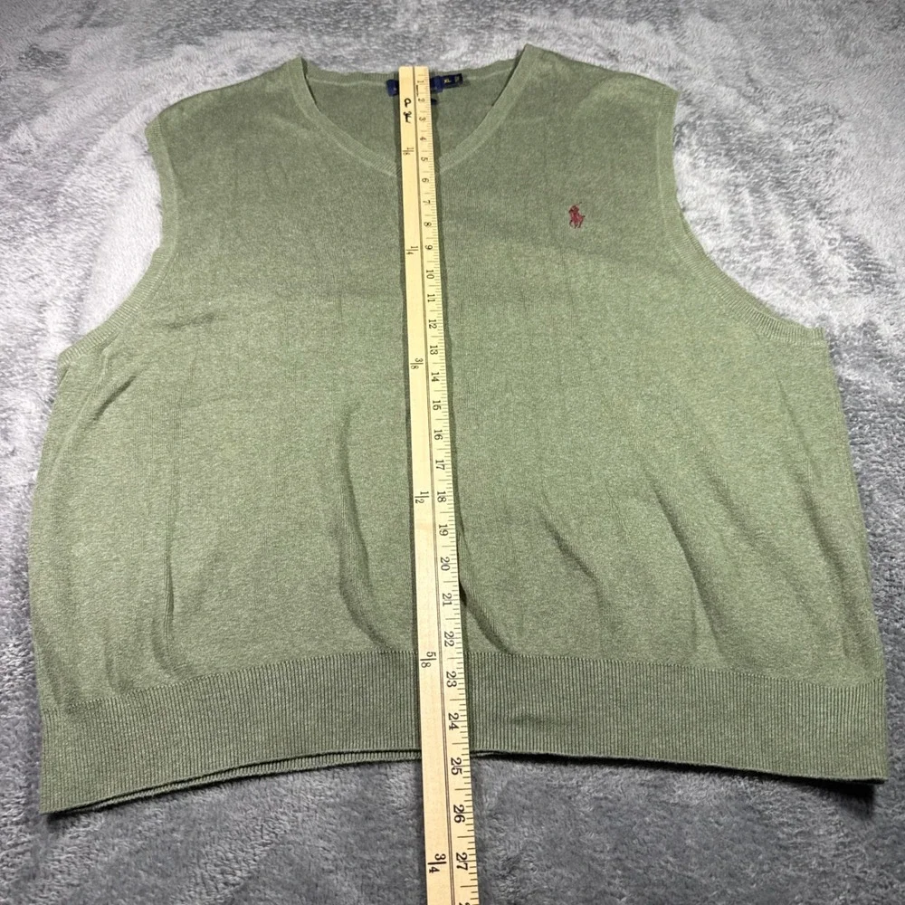 Polo Ralph Lauren Mens XL Sage Green Pima Cotton V-Neck Sweater Vest Pony Logo